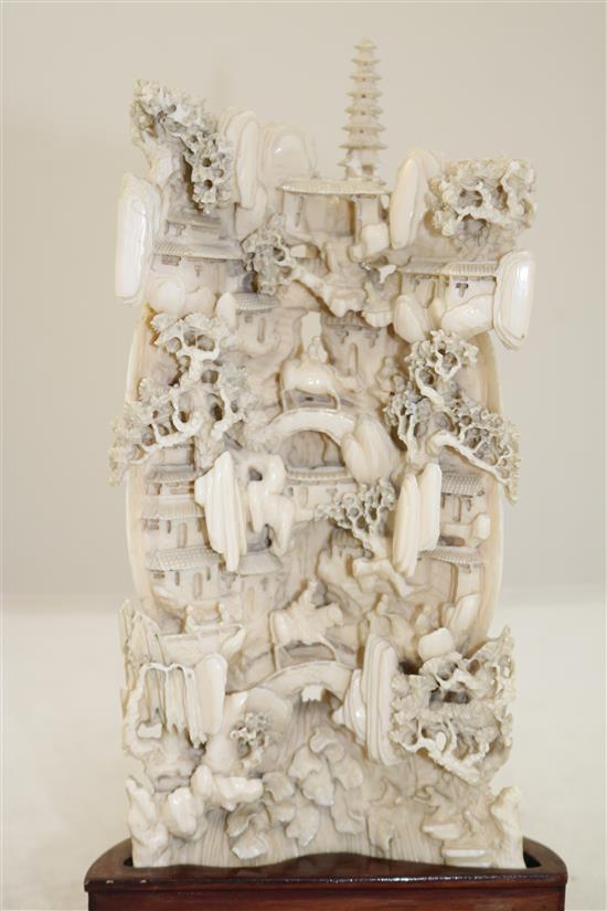 A Chinese ivory carving, first half 20th century, total height 25cm